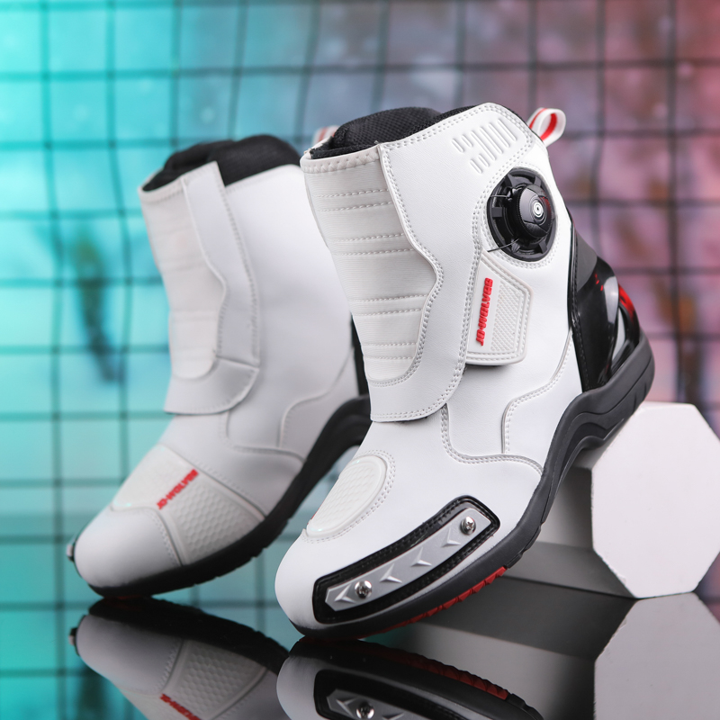 Motorcycle Boots Waterproof Riding - أحذية دراجات نارية سوداء من الجلد