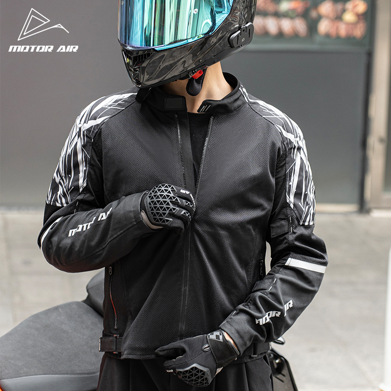 Motorcycle Mesh Jacket Summer Breathable - سترة دراجات نارية سوداء للرجال، ملابس