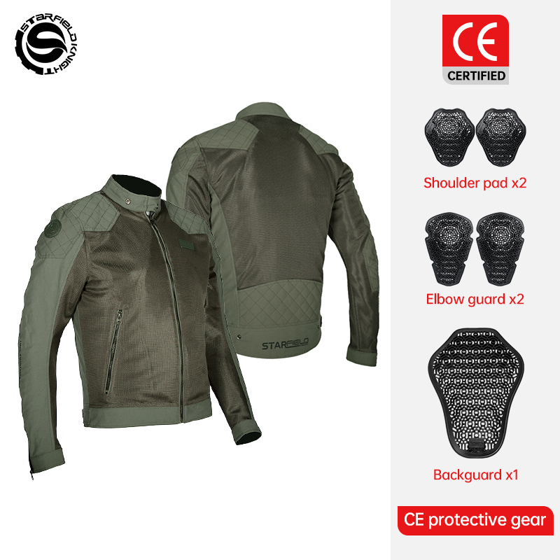 Motorcycle Mesh Jacket Summer Breathable - سترة ستار فيلد نايت جرين للدراجات