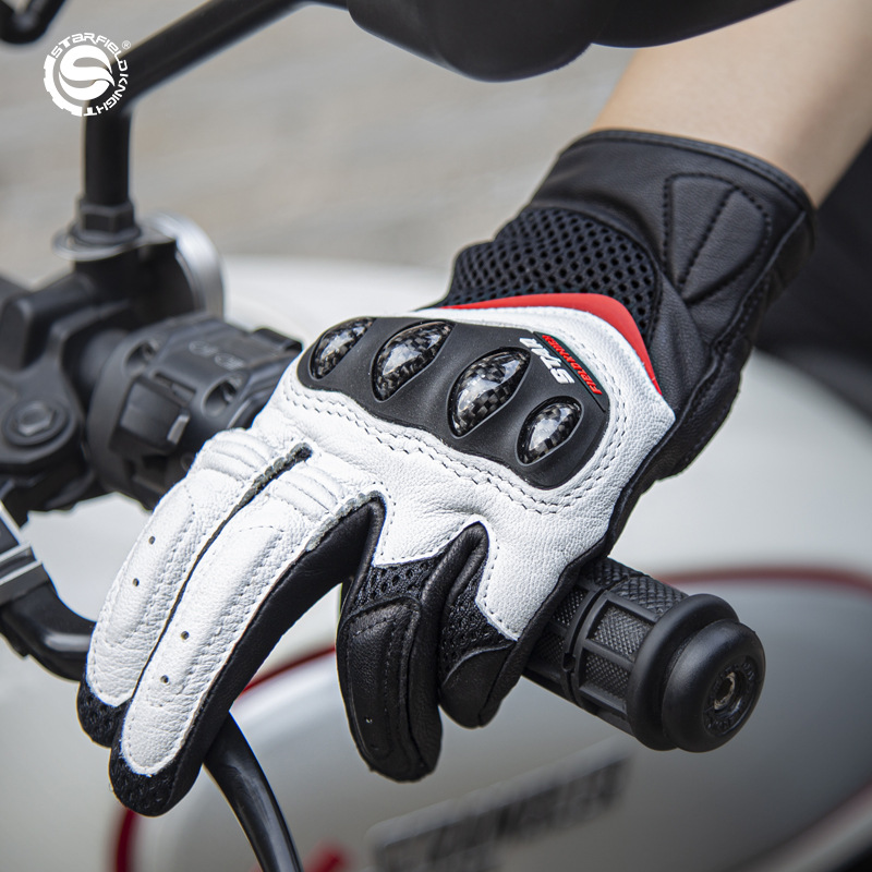 Motorcycle Gloves Leather Knuckle - قفازات دراجات نارية نسائية من ستار