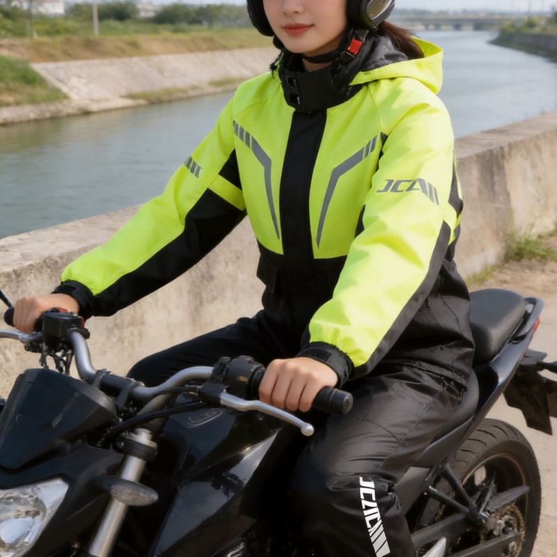 Motorcycle Rain Suit 2 Piece - بدلة مطر عاكسة للضوء مقاومة للماء
