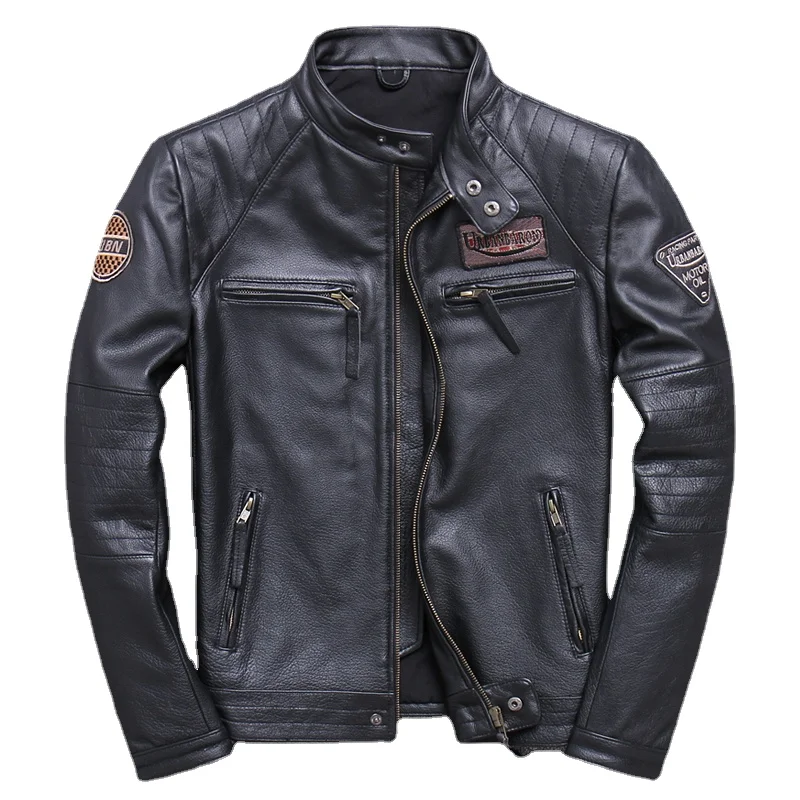 Leather Motorcycle Jacket Biker - جاكيت لراكبي الدراجات من الجلد الأصلي