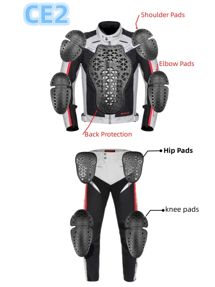 Motorcycle Back Protector Ce Level 2 - مجموعة من 4/5/9 قطع، درجة CE