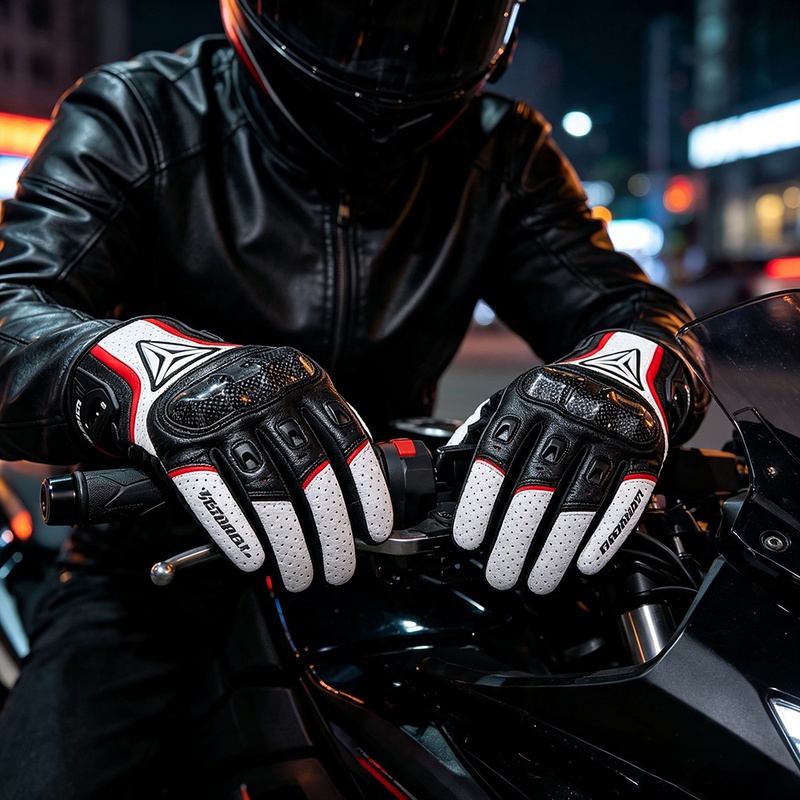 Motorcycle Gloves Leather Knuckle - قفازات دراجات نارية من الجلد الطبيعي