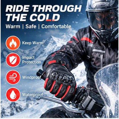 Motorcycle Gloves Leather Knuckle - قفازات دراجات نارية شتوية مقاومة للماء