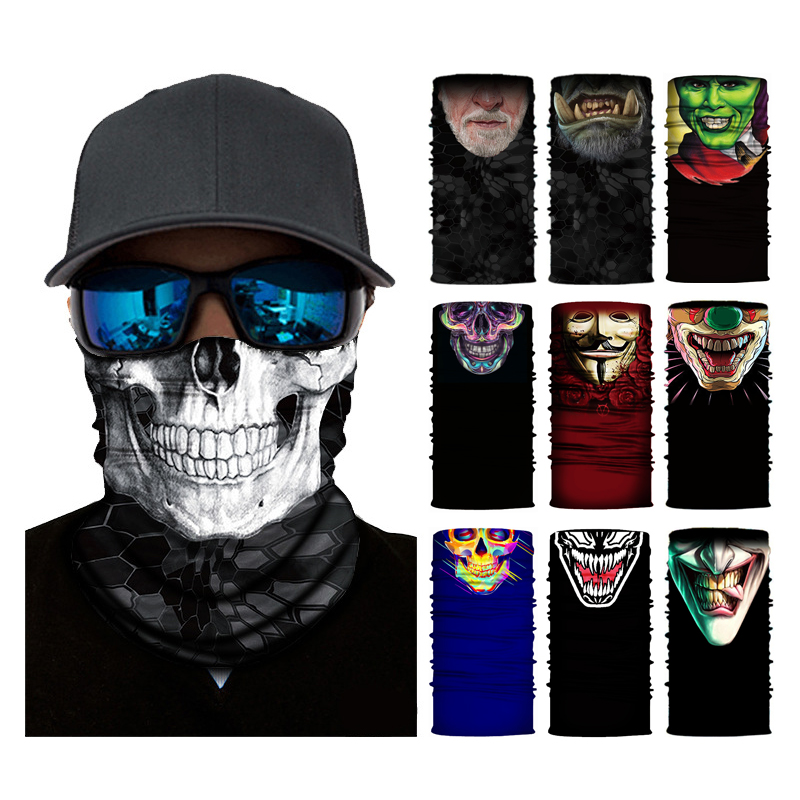 Motorcycle Neck Gaiter Balaclava - قناع وجه ثلاثي الأبعاد بتصميم جمجمة