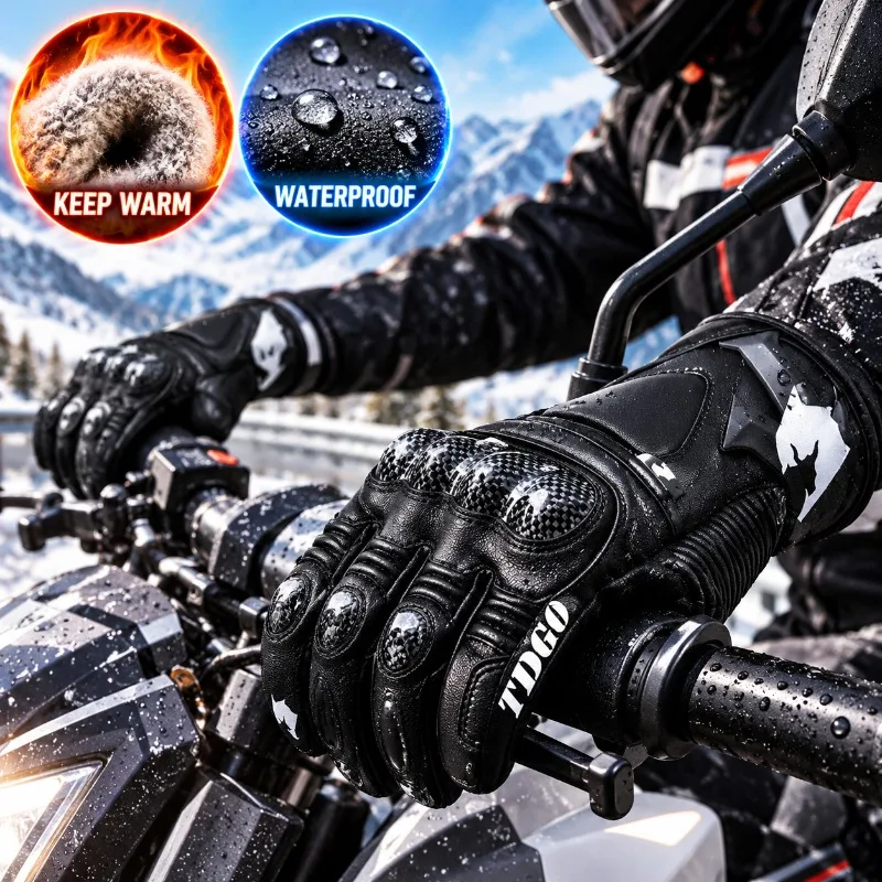 Motorcycle Gloves Leather Knuckle - قفازات ركوب الدراجات النارية الشتوية المقاومة