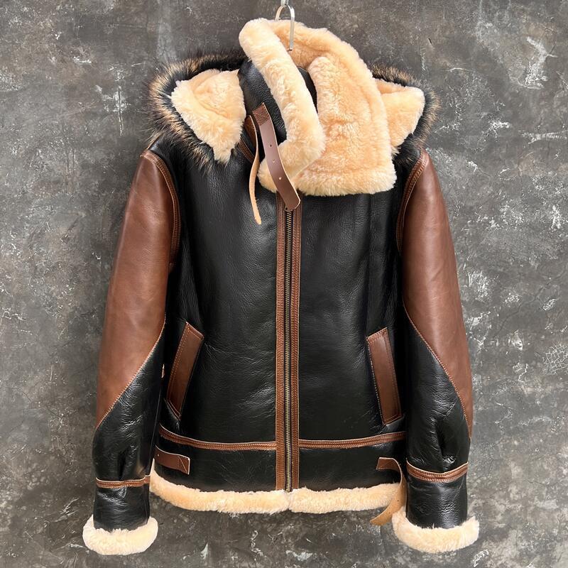 Leather Motorcycle Jacket Biker - الرجال سترة جلدية حقيقية ، سميكة