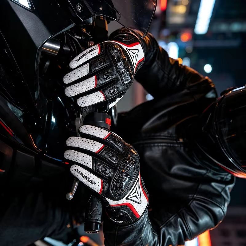 Motorcycle Gloves Leather Knuckle - قفازات دراجات نارية من الجلد الطبيعي،