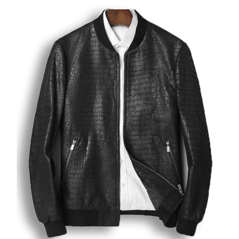Leather Motorcycle Jacket Biker - الربيع/الشتاء سترة جلد طبيعي للرجال الذكور