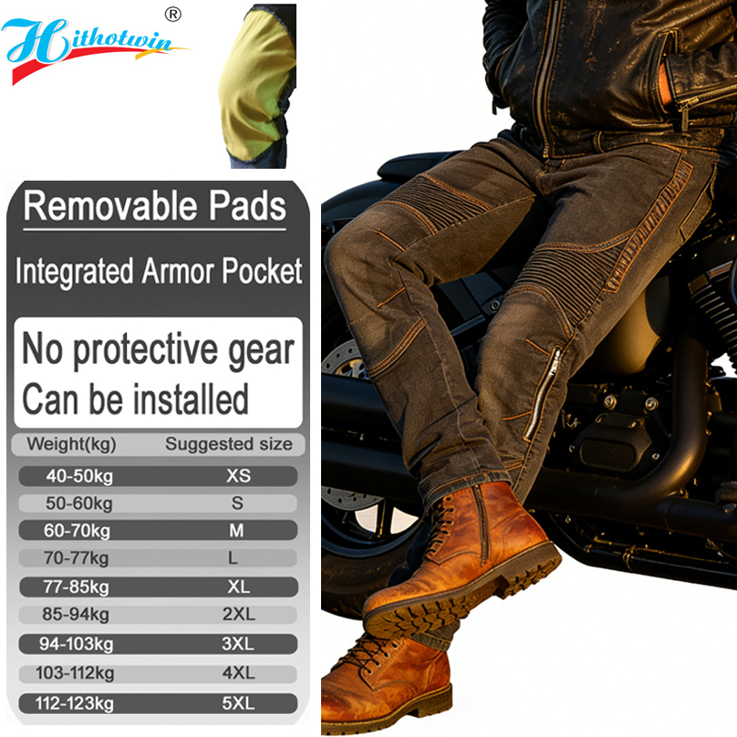 Motorcycle Pants Riding Armored - بنطلون جينز رجالي من الكيفلار للدراجات