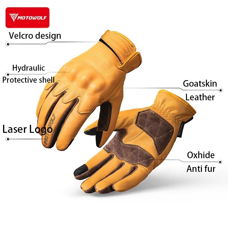 قفازات جلدية للدراجات النارية  - مراجعة Motorcycle Gloves Leather Knuckle وسعره
