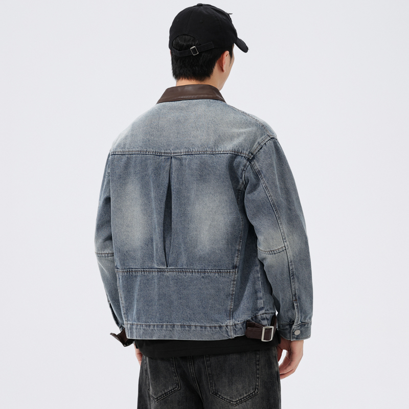 جاكيت دنيم رجالي بياقة جلدية،  - مراجعة Leather Motorcycle Jacket Biker وسعره