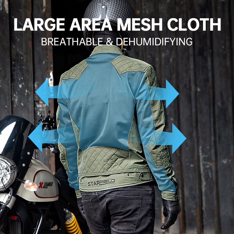 سترة ستار فيلد نايت جرين للدرا - مراجعة Motorcycle Mesh Jacket Summer Breathable وسعره