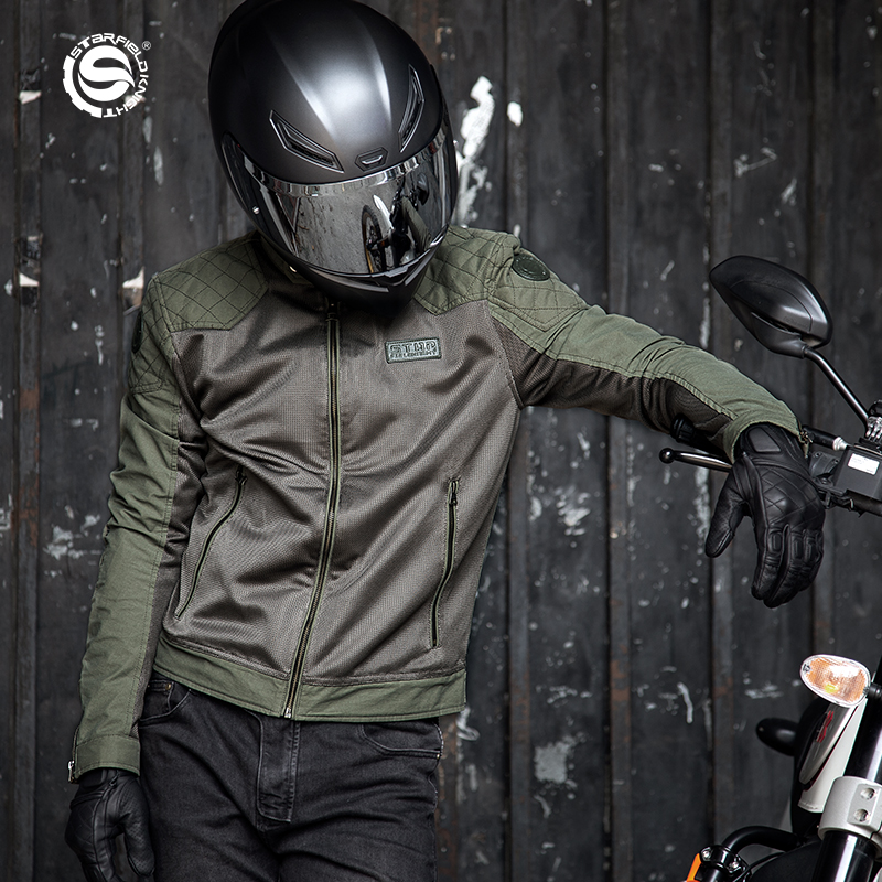 سترة ستار فيلد نايت جرين للدرا - مراجعة Motorcycle Mesh Jacket Summer Breathable وسعره