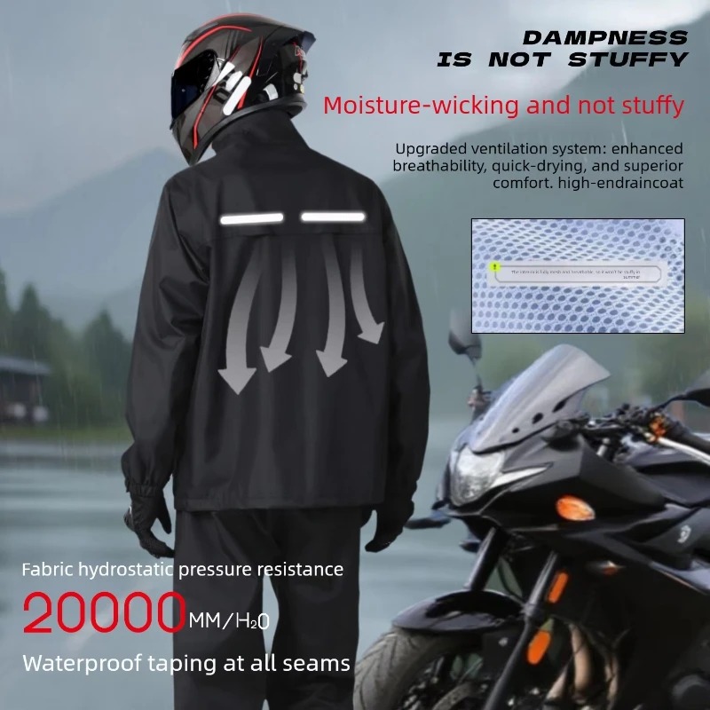 بدلة مطر جديدة سوداء للدراجات  - مراجعة Motorcycle Rain Suit 2 Piece وسعره