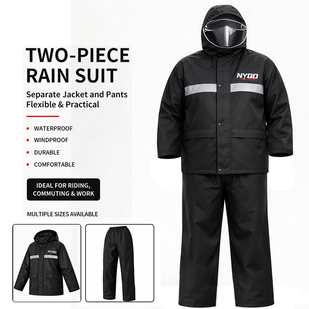 بدلة مطر للدراجات النارية مقاس - مراجعة Motorcycle Rain Suit 2 Piece وسعره