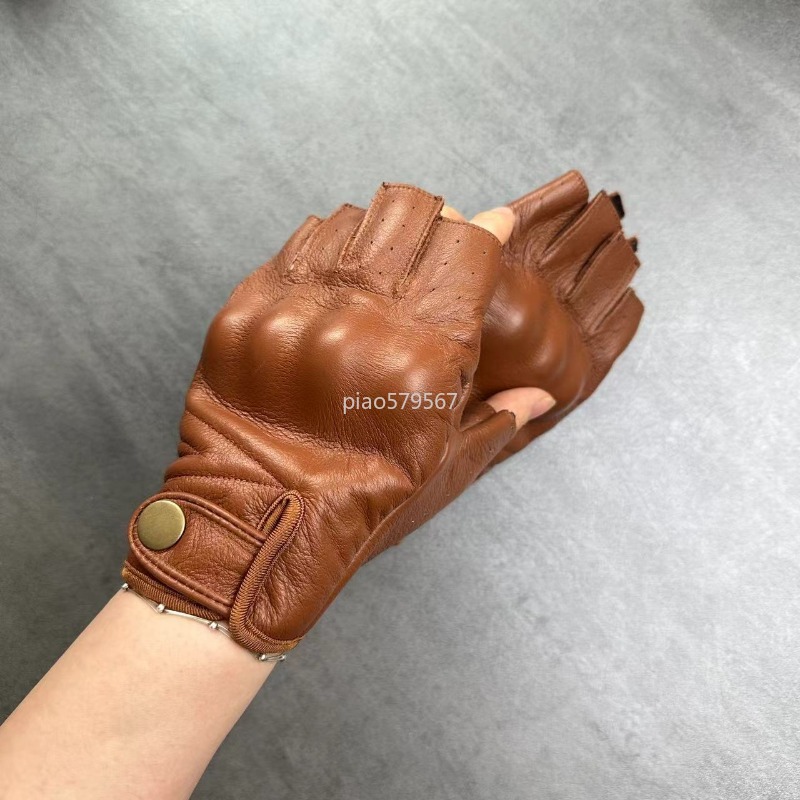 قفازات دراجات نارية نصفية الأص - مراجعة Motorcycle Gloves Leather Knuckle وسعره