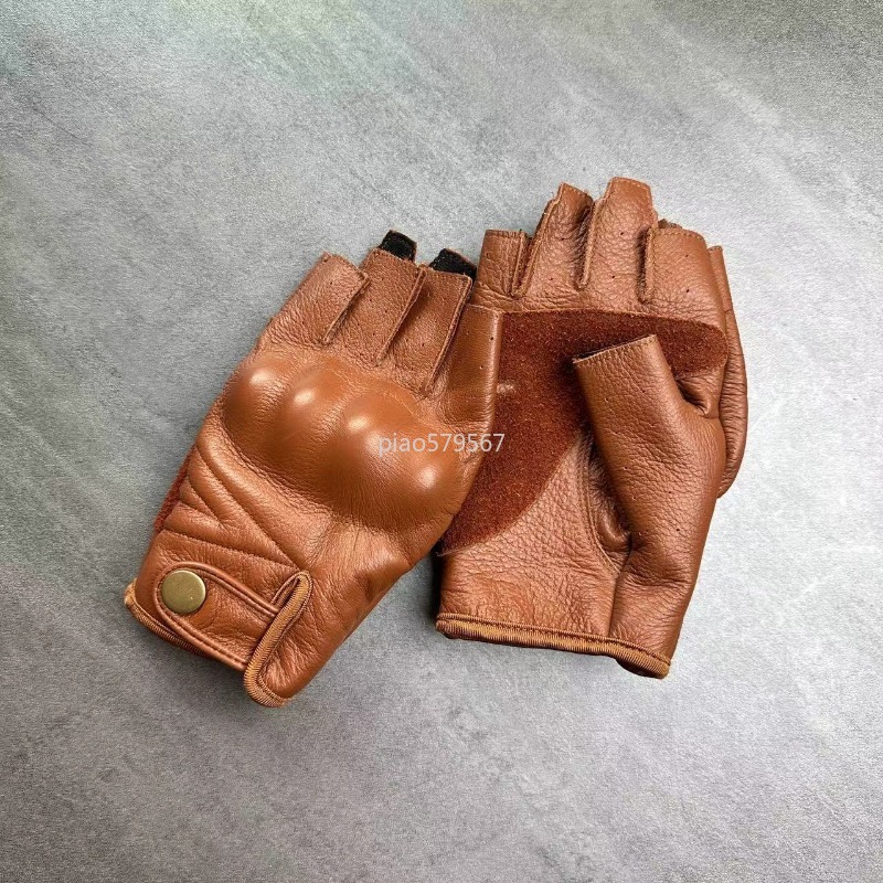 قفازات دراجات نارية نصفية الأص - مراجعة Motorcycle Gloves Leather Knuckle وسعره