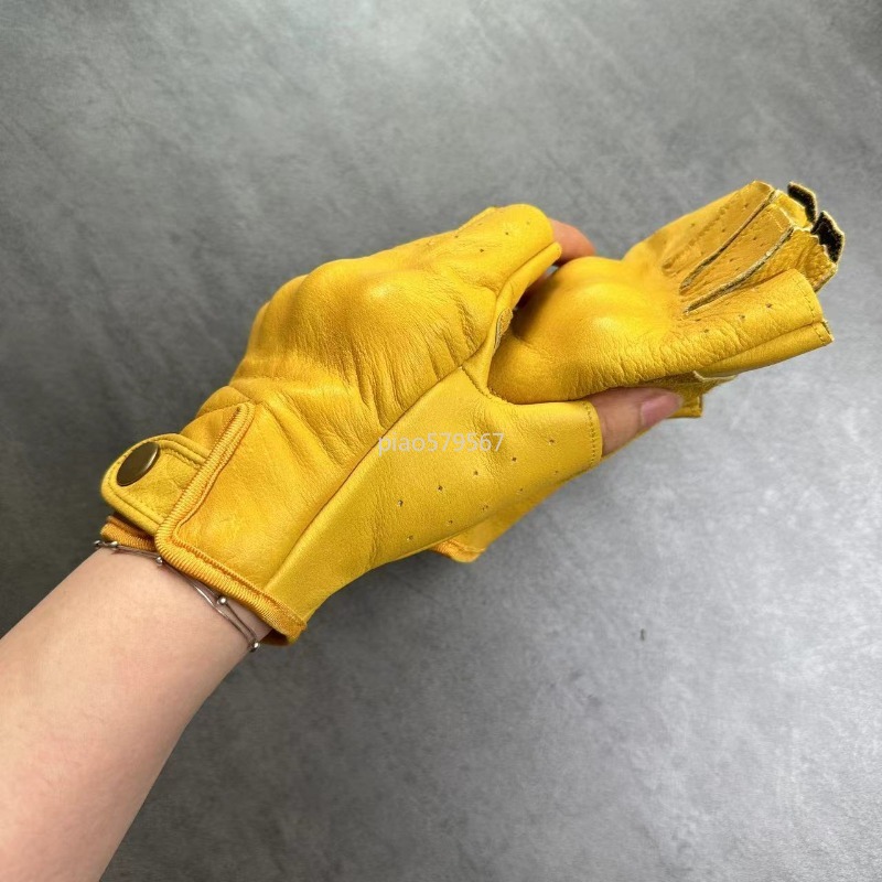 قفازات دراجات نارية نصفية الأص - مراجعة Motorcycle Gloves Leather Knuckle وسعره