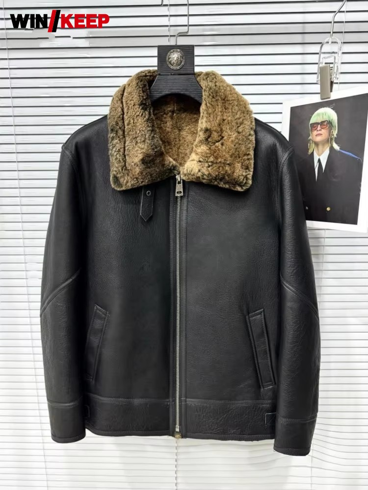 جاكيت رجالي شتوي بياقة قابلة ل - مراجعة Leather Motorcycle Jacket Biker وسعره