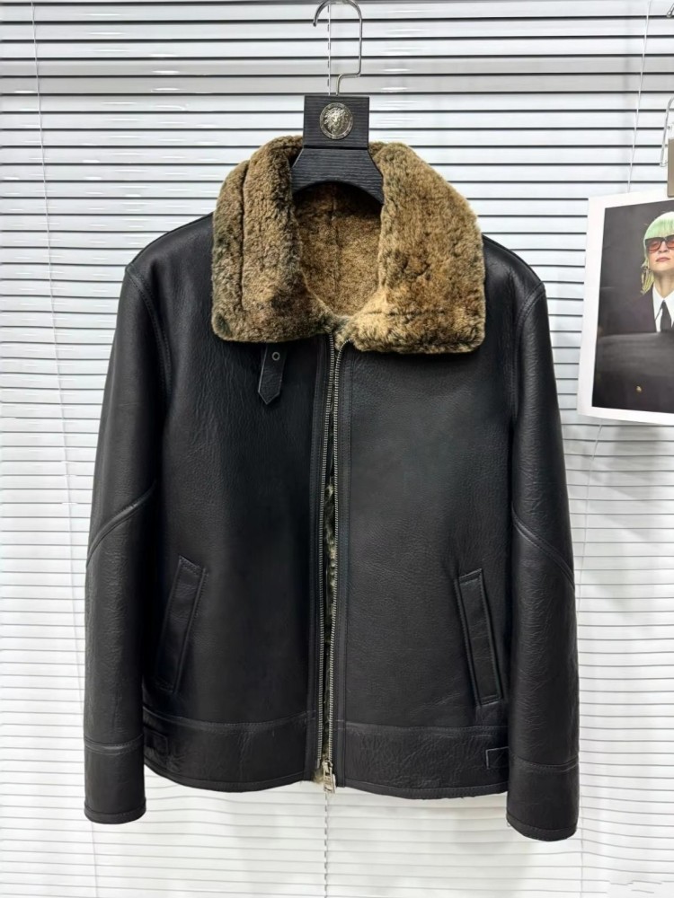 جاكيت رجالي شتوي بياقة قابلة ل - مراجعة Leather Motorcycle Jacket Biker وسعره