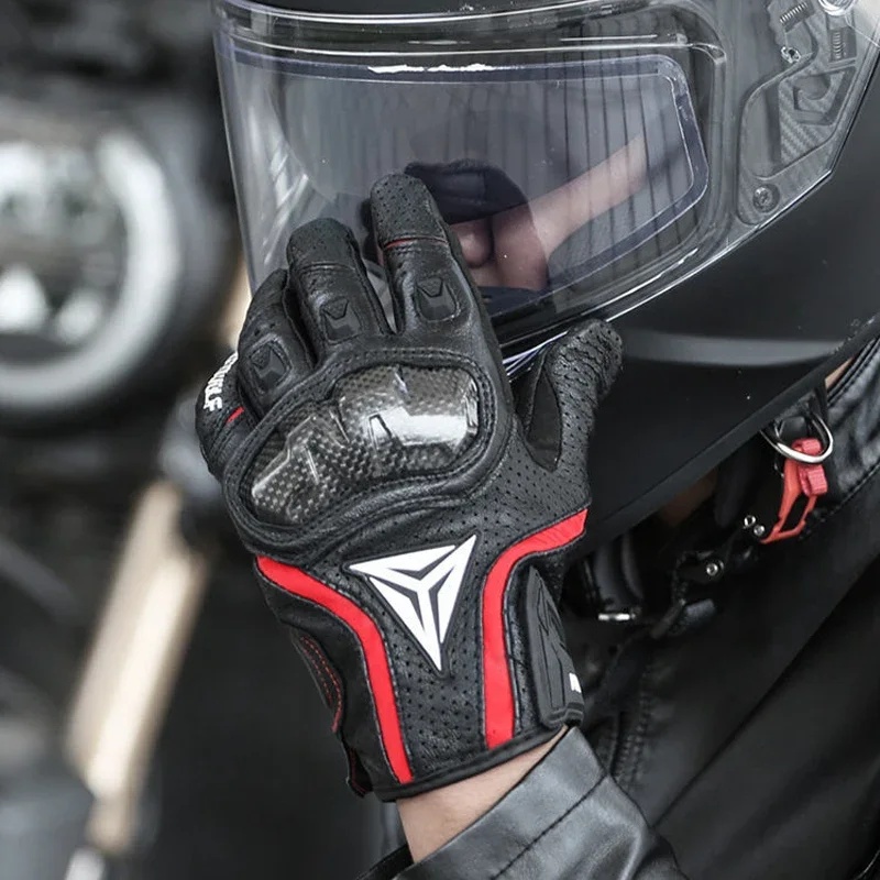 قفازات دراجات نارية من الجلد ا - مراجعة Motorcycle Gloves Leather Knuckle وسعره