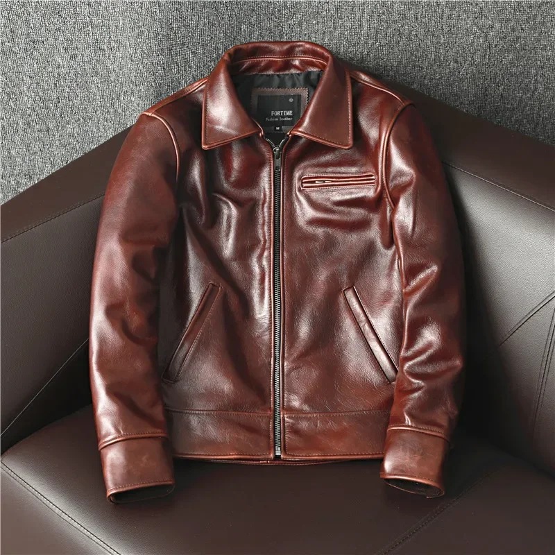 جاكيت رجالي من جلد البقر الأصل - مراجعة Leather Motorcycle Jacket Biker وسعره