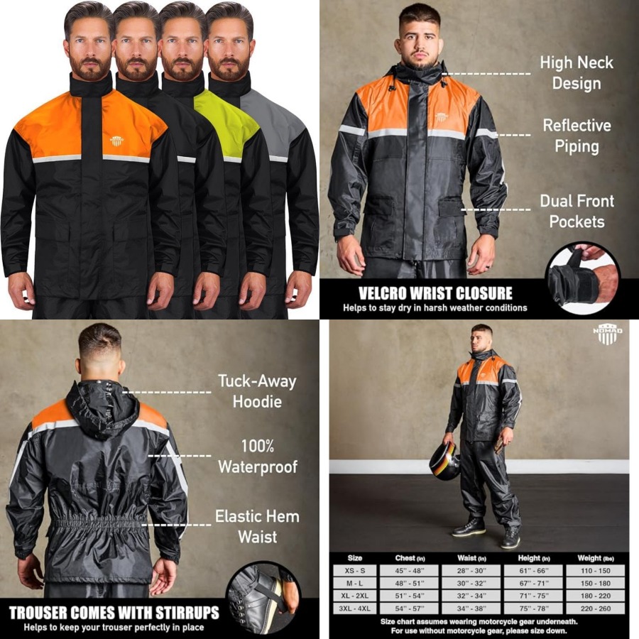 بدلة واقية من المطر للدراجات ا - مراجعة Motorcycle Rain Suit 2 Piece وسعره