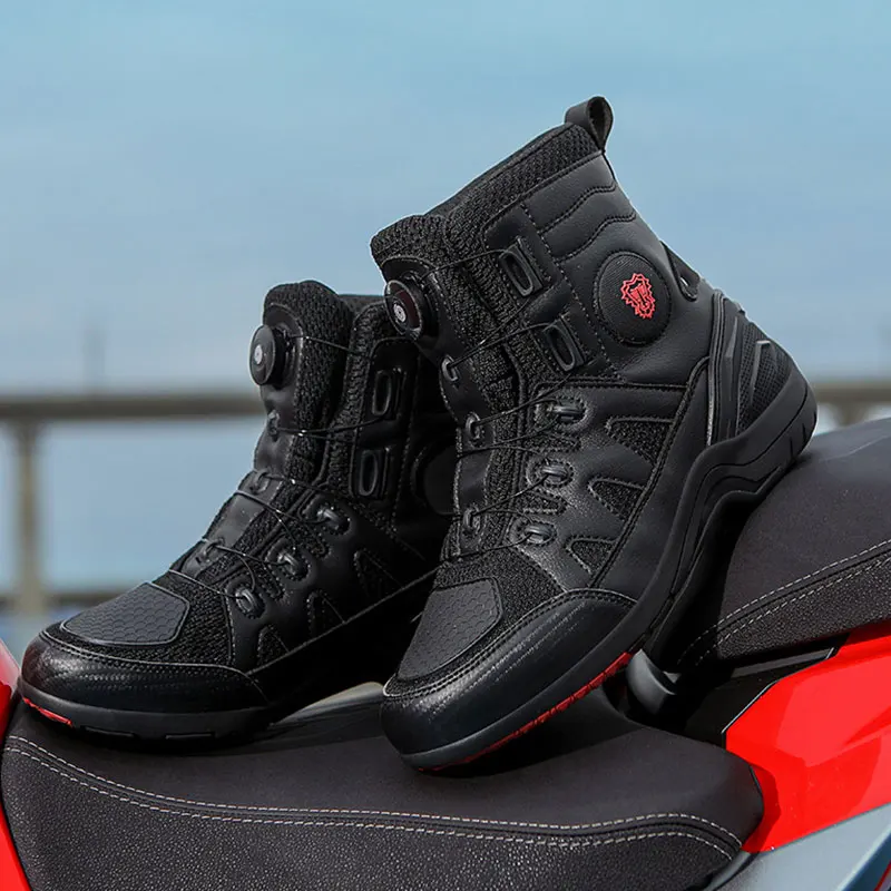 أحذية جلدية للدراجات النارية ل - مراجعة Motorcycle Boots Waterproof Riding وسعره