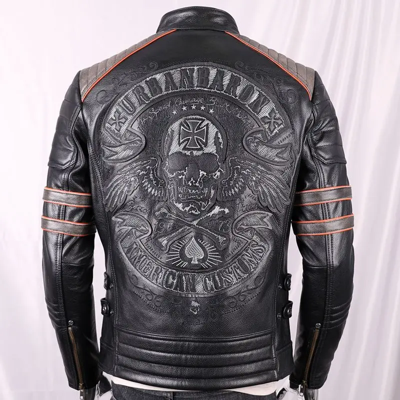 جاكيت من الجلد الطبيعي للرجال  - مراجعة Leather Motorcycle Jacket Biker وسعره