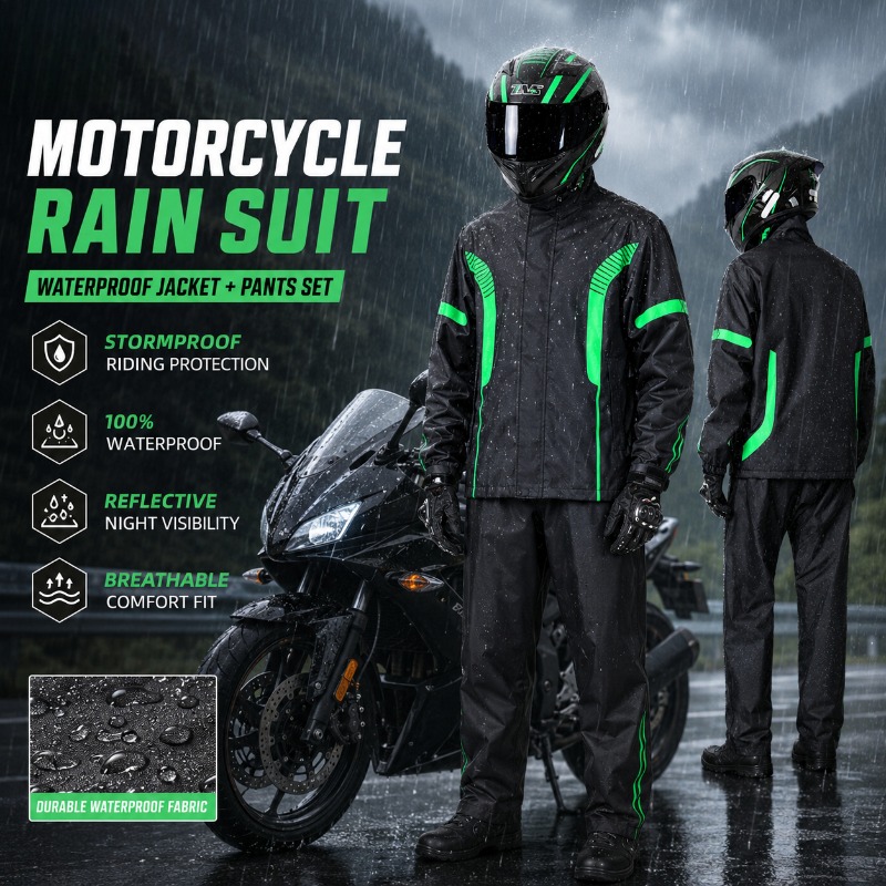 بدلة واقية من المطر للدراجات ا - مراجعة Motorcycle Riding Jacket Waterproof وسعره