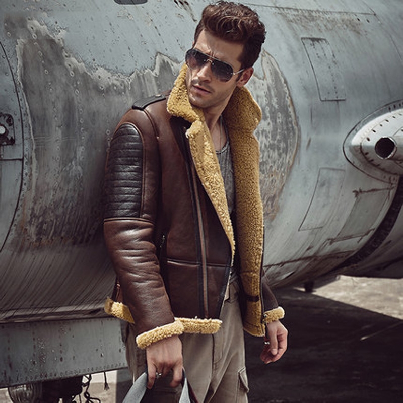 معطف رجالي قصير من جلد الغنم B - مراجعة Leather Motorcycle Jacket Biker وسعره